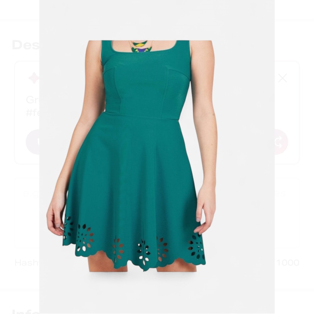 ModCloth Teal Scalloped Eyelet Mini Dress Fit & Flare S